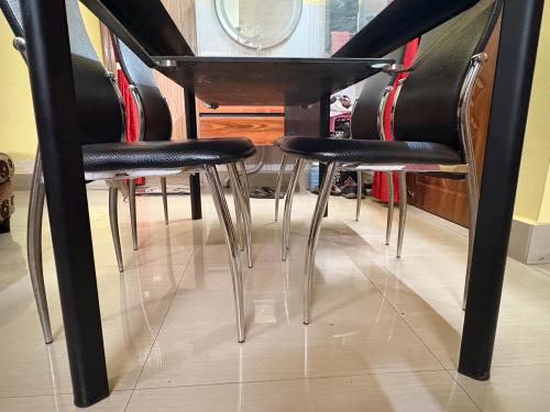 Glass top dining table